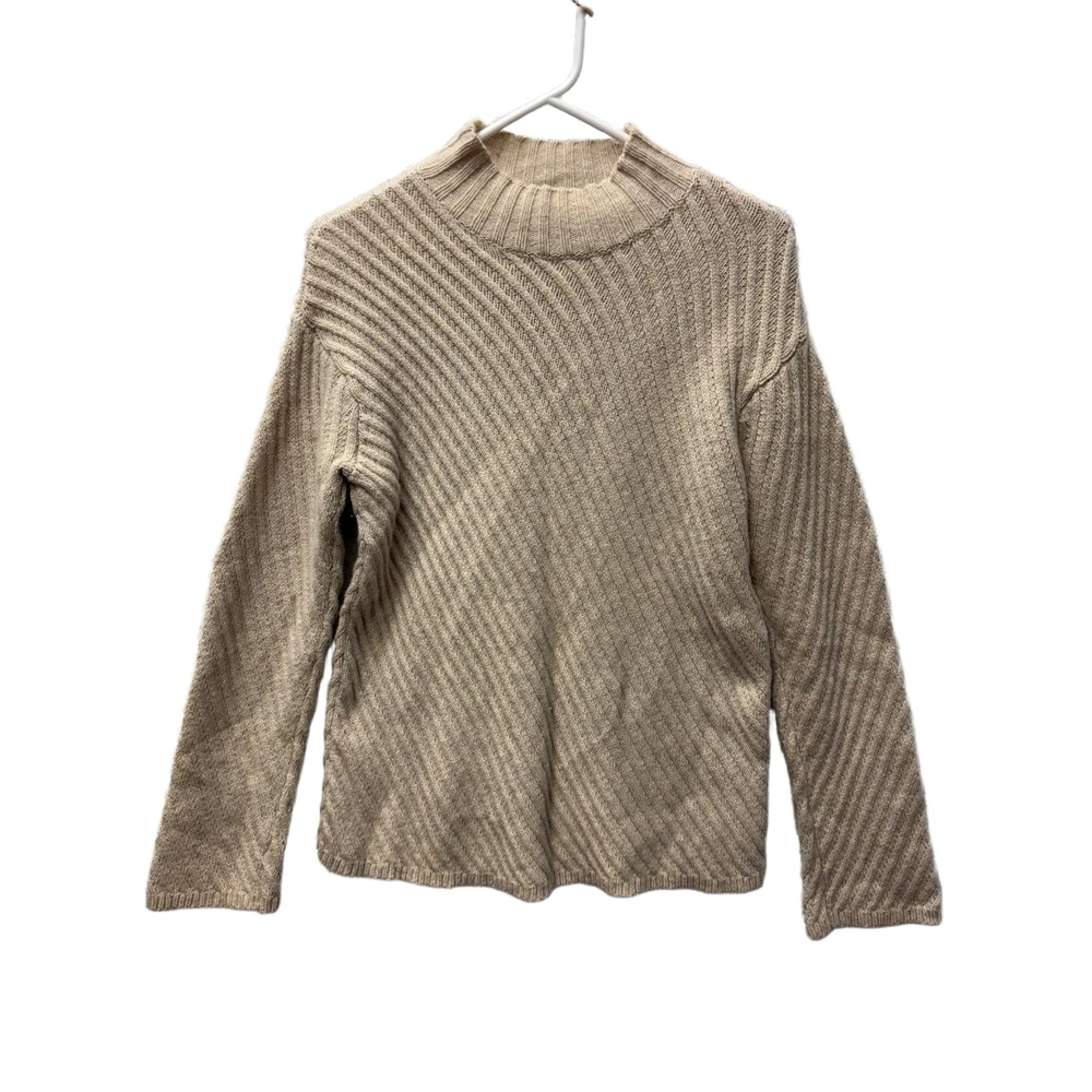 J Jill Cream Ribbed Mock Turtleneck Long Sleeve Sweater‎ Size Small